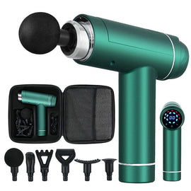 Everfit Massage Gun 30 Speed 6 Heads Vibration Muscle Massager Chargeable Green - RnR Galore