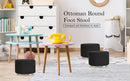Fabric Ottoman Round Wooden Leg Foot Stool - BLACK - RnR Galore