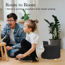 Fabric Ottoman Round Wooden Leg Foot Stool - BLACK - RnR Galore