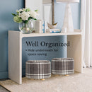 Fabric Ottoman Round Wooden Leg Foot Stool - LATTICE - RnR Galore
