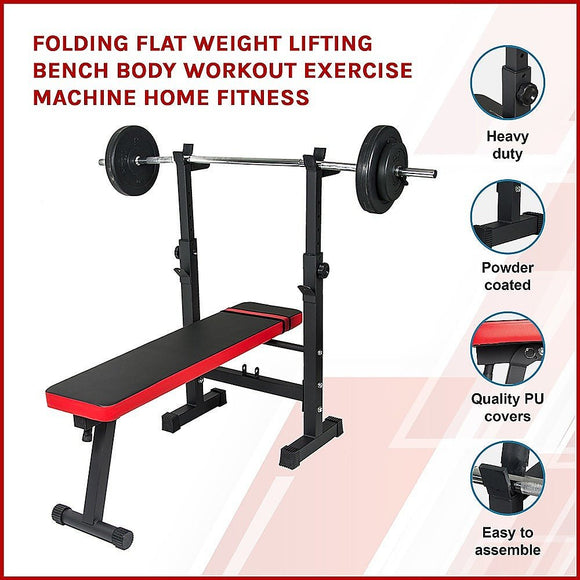 Folding Flat Weight Lifting Bench Body Workout Exercise Machine Home Fitness - RnR Galore