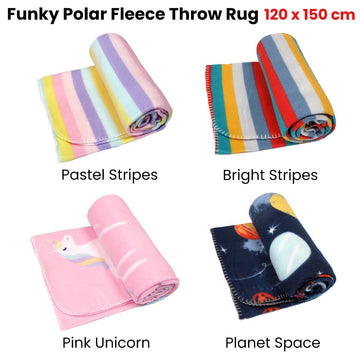 Funky Cute Polar Fleece Throw Rug Pink Unicorn - RnR Galore
