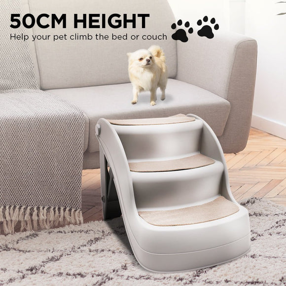 Furtastic Foldable Pet Stairs In Grey - 38cm Dog Ladder Cat Ramp - RnR Galore