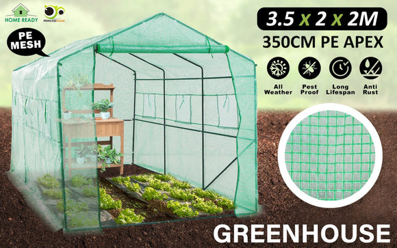 Garden Greenhouse Walk - In Shed 3.5x2x2M PE Apex - RnR Galore