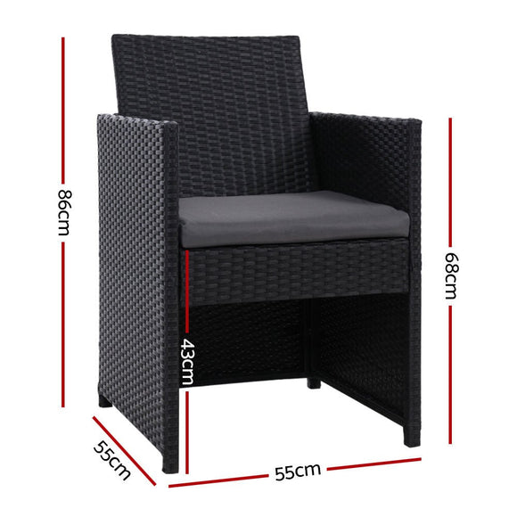 Gardeon 2PC Outdoor Dining Chairs Patio Furniture Wicker Garden Cushion Hugo - RnR Galore