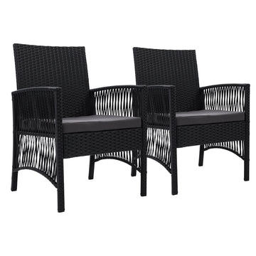 Gardeon 2PC Outdoor Dining Chairs Patio Furniture Wicker Lounge Chair Garden - RnR Galore