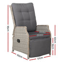 Gardeon 2PC Recliner Chairs Sun lounge Wicker Lounger Outdoor Furniture Adjustable Grey - RnR Galore