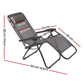 Gardeon 2PC Zero Gravity Chair Folding Outdoor Recliner Adjustable Sun Lounge Camping Beige - RnR Galore