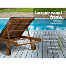 Gardeon 2x Sun Lounge Wooden Lounger Outdoor Furniture Day Bed Wheel Patio Grey - RnR Galore