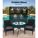 Gardeon 3PC Bistro Set Outdoor Furniture Rattan Table Chairs Cushion Patio Garden Lyra - RnR Galore