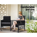 Gardeon 3PC Bistro Set Outdoor Furniture Rattan Table Chairs Cushion Patio Garden Lyra - RnR Galore