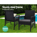 Gardeon 3PC Bistro Set Outdoor Furniture Rattan Table Chairs Cushion Patio Garden Lyra - RnR Galore