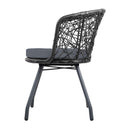 Gardeon 3PC Bistro Set Outdoor Furniture Rattan Table Chairs Patio Garden Cushion Black - RnR Galore