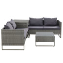 Gardeon 4 - Seater Outdoor Sofa Furniture Lounge Set Wicker Setting Grey - RnR Galore