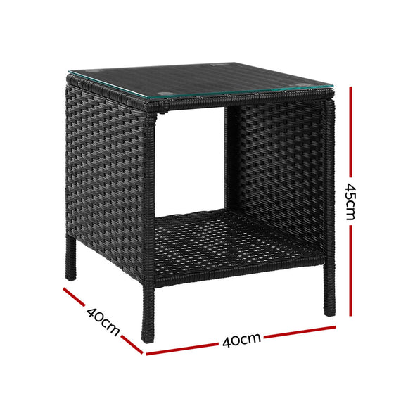Gardeon Coffee Side Table Wicker Desk Rattan Outdoor Furniture Garden Black - RnR Galore
