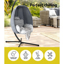Gardeon Outdoor Egg Swing Chair Patio Furniture Pod Stand Canopy Foldable Grey - RnR Galore