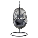 Gardeon Outdoor Egg Swing Chair Wicker Rattan Furniture Pod Stand Cushion Black - RnR Galore