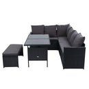 Gardeon Outdoor Furniture Dining Setting Sofa Set Lounge Wicker 8 Seater Black - RnR Galore