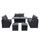Gardeon Outdoor Furniture Dining Setting Sofa Set Lounge Wicker 9 Seater Black - RnR Galore