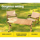 Gardeon Outdoor Furniture Wooden Egg Roll Picnic Table Camping Desk 90CM - RnR Galore