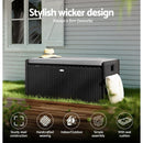 Gardeon Outdoor Storage Bench Box Wicker Garden Sheds Tools Cushion Patio Furniture Black - RnR Galore