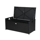 Gardeon Outdoor Storage Bench Box Wicker Garden Sheds Tools Cushion Patio Furniture Black - RnR Galore