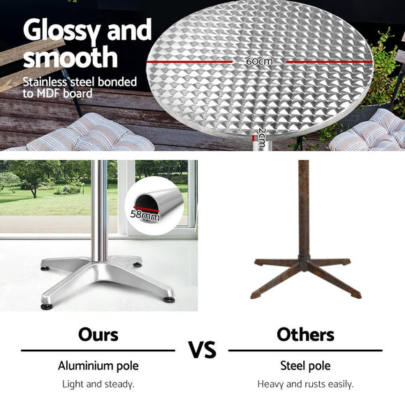 Gardeon Set of 2 Outdoor Bar Table Aluminium Round 70/110CM - RnR Galore