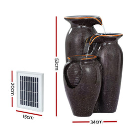 Gardeon Solar Fountain Water Fountain Feature Cascading Fountain LED Lights 76CM Grey - RnR Galore