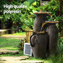 Gardeon Solar Fountain Water Fountain Feature Cascading Fountain LED Lights 76CM Grey - RnR Galore