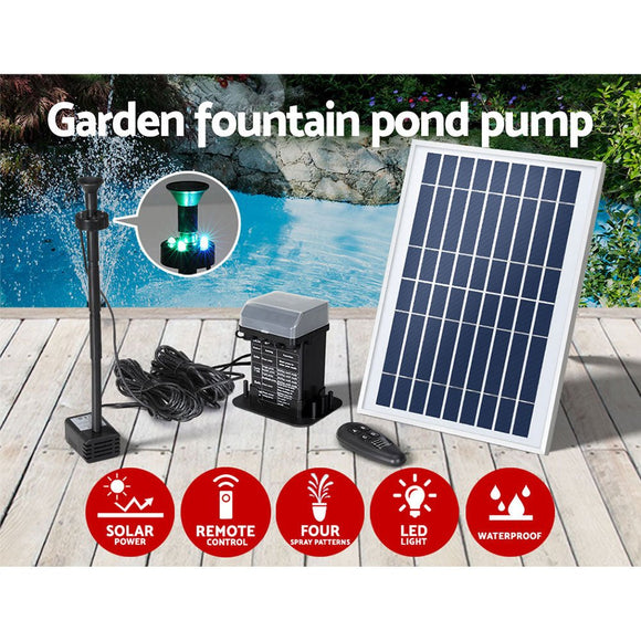 Gardeon Solar Pond Pump Submersible Fountain with Battery Kit LED Lights 5.2FT - RnR Galore