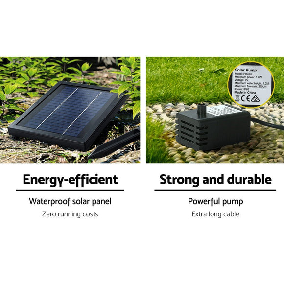 Gardeon Solar Water Feature Cascading Fountain 3 - Tier Pot LED Lights 76CM Grey - RnR Galore