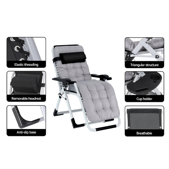 Gardeon Sun Lounge Folding Lounger Camping Zero Gravity Chair Outdoor Furniture - RnR Galore