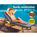 Gardeon Sun Lounge Wooden Lounger Outdoor Furniture Day Bed Wheels Patio Grey - RnR Galore