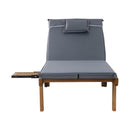 Gardeon Sun Lounge Wooden Lounger Outdoor Furniture Day Bed Wheels Patio Grey - RnR Galore