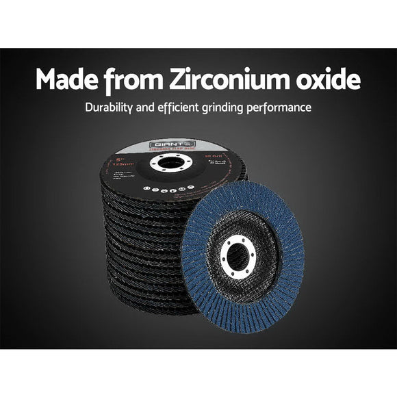 Giantz 100 PCS Zirconia Sanding Flap Disc 5’’ 125mm 80Grit Angle Grinding Wheel - RnR Galore