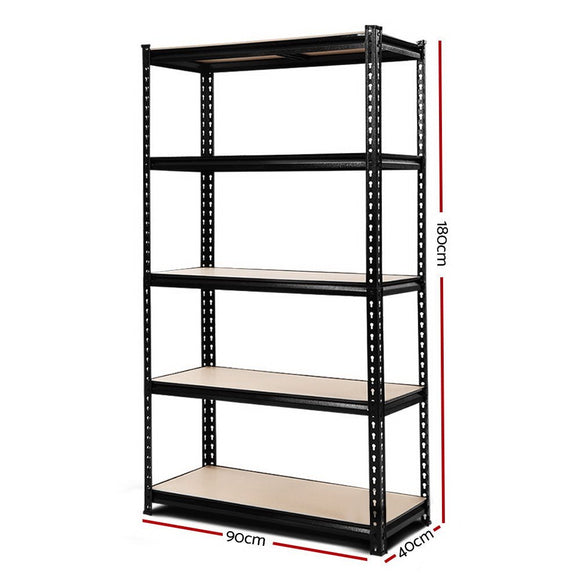 Giantz 1.8M Garage Shelving Warehouse Rack Pallet Racking Storage Shelve Black - RnR Galore