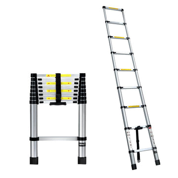 Giantz 2.6M Telescopic Ladder Aluminium Extension Extendable Steps Adjustable Height - RnR Galore