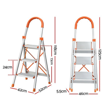 Giantz 3 Step Ladder Multi - Purpose Folding Aluminium Light Weight Non Slip Platform - RnR Galore