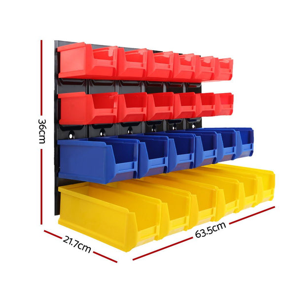 Giantz 48 Storage Bin Rack Wall Mounted Peg Board - RnR Galore