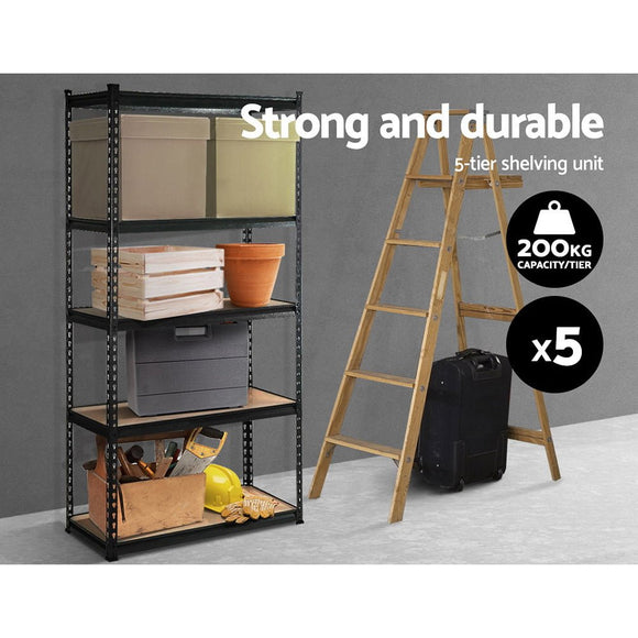 Giantz 5x1.8M Garage Shelving Warehouse Rack Pallet Racking Storage Shelve Black - RnR Galore
