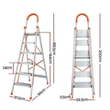 Giantz 6 Step Ladder Multi - Purpose Folding Aluminium Light Weight Non Slip Platform - RnR Galore