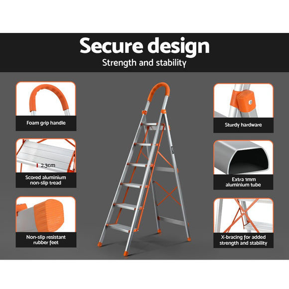 Giantz 6 Step Ladder Multi - Purpose Folding Aluminium Light Weight Non Slip Platform - RnR Galore