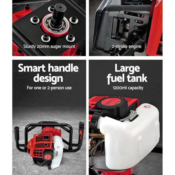 Giantz 92CC Post Hole Digger Motor Only Petrol Engine Red - RnR Galore