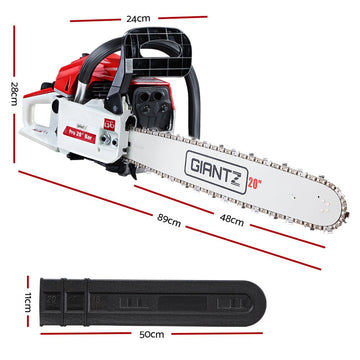Giantz Chainsaw Petrol 52CC 20" Bar Commercial E - Start Pruning Chain Saw White,Giantz Chainsaw Petrol 52CC 20" Bar Commercial E - Start Pruning Chain Saw White - RnR Galore