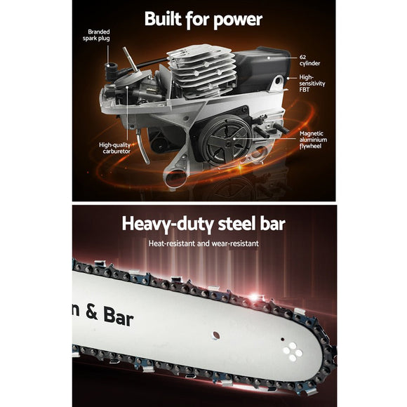 Giantz Chainsaw Petrol 52CC 20" Oregon Bar Commercial E - Start Pruning Chain Saw - RnR Galore
