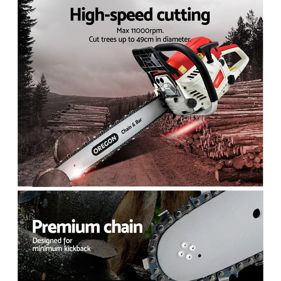 Giantz Chainsaw Petrol 52CC 20" Oregon Bar Commercial E - Start Pruning Chain Saw - RnR Galore