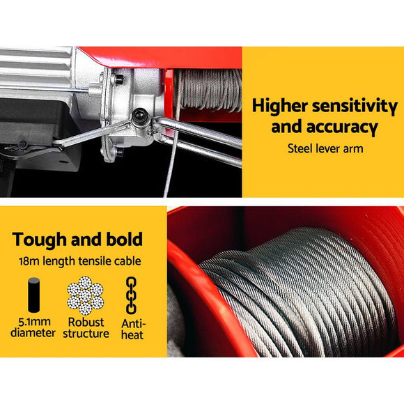 Giantz Electric Hoist Winch 400/800KG Cable 20M Rope Tool Remote Chain Lifting - RnR Galore