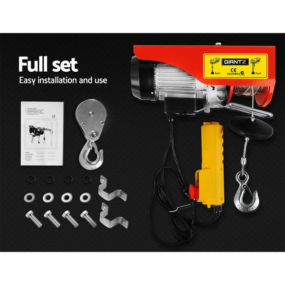 Giantz Electric Hoist Winch 400/800KG Cable 20M Rope Tool Remote Chain Lifting - RnR Galore