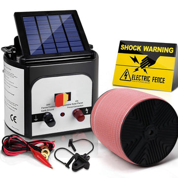 Giantz Fence Energiser 8KM Solar Powered Electric 1200M Poly Tape - RnR Galore