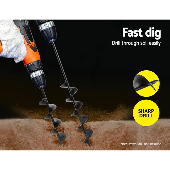 Giantz Power Garden Spiral Auger Hole Digger Earth Drill Bit Φ75x300 & 600mm - RnR Galore